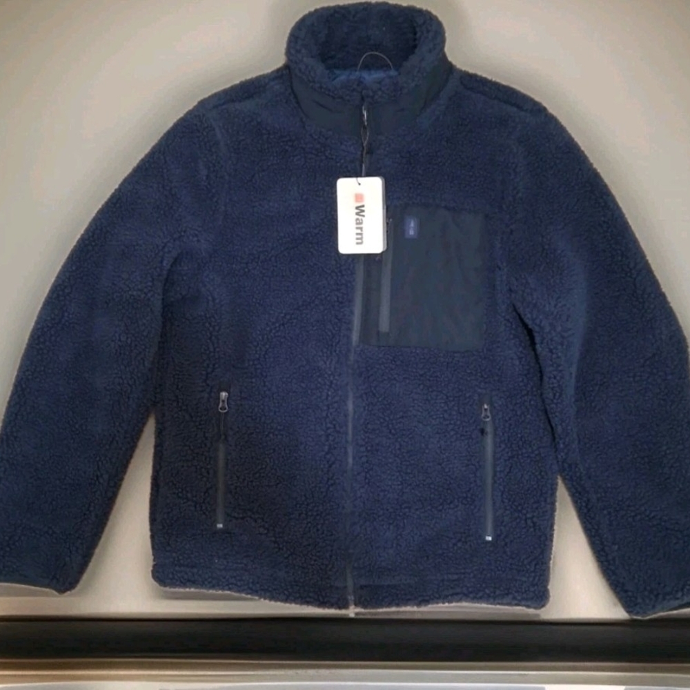 NWT Bass Outdoor Blue Sherpa Fleece Full Zip Jacket Men's Small MSRP $99